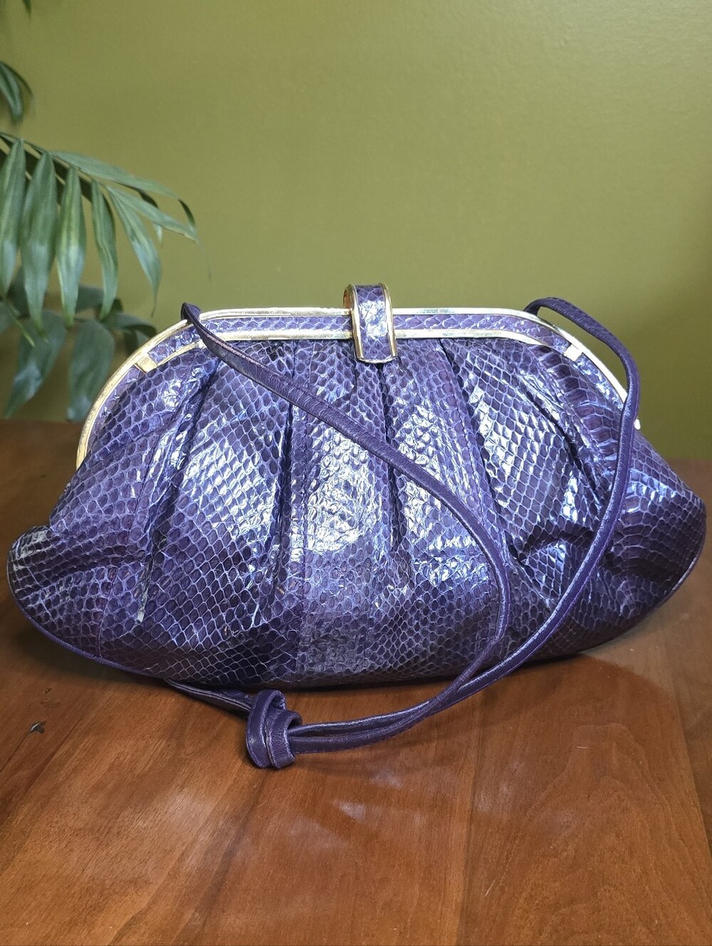 Vintage Snakeskin Clutch Crossbody Snake Skin Purple